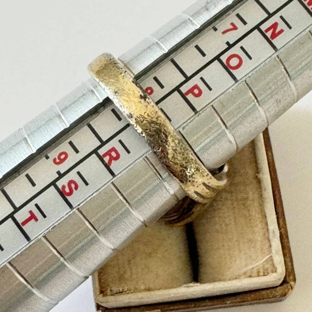Vintage Artisan Sterling Silver Pear Cubic Zirconia Brutalist Modern Ring Size 8